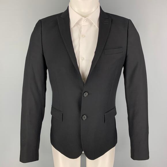 THE KOOPLES Size 36 Black Wool Peak Lapel Sport Coat - Picture 1 of 7